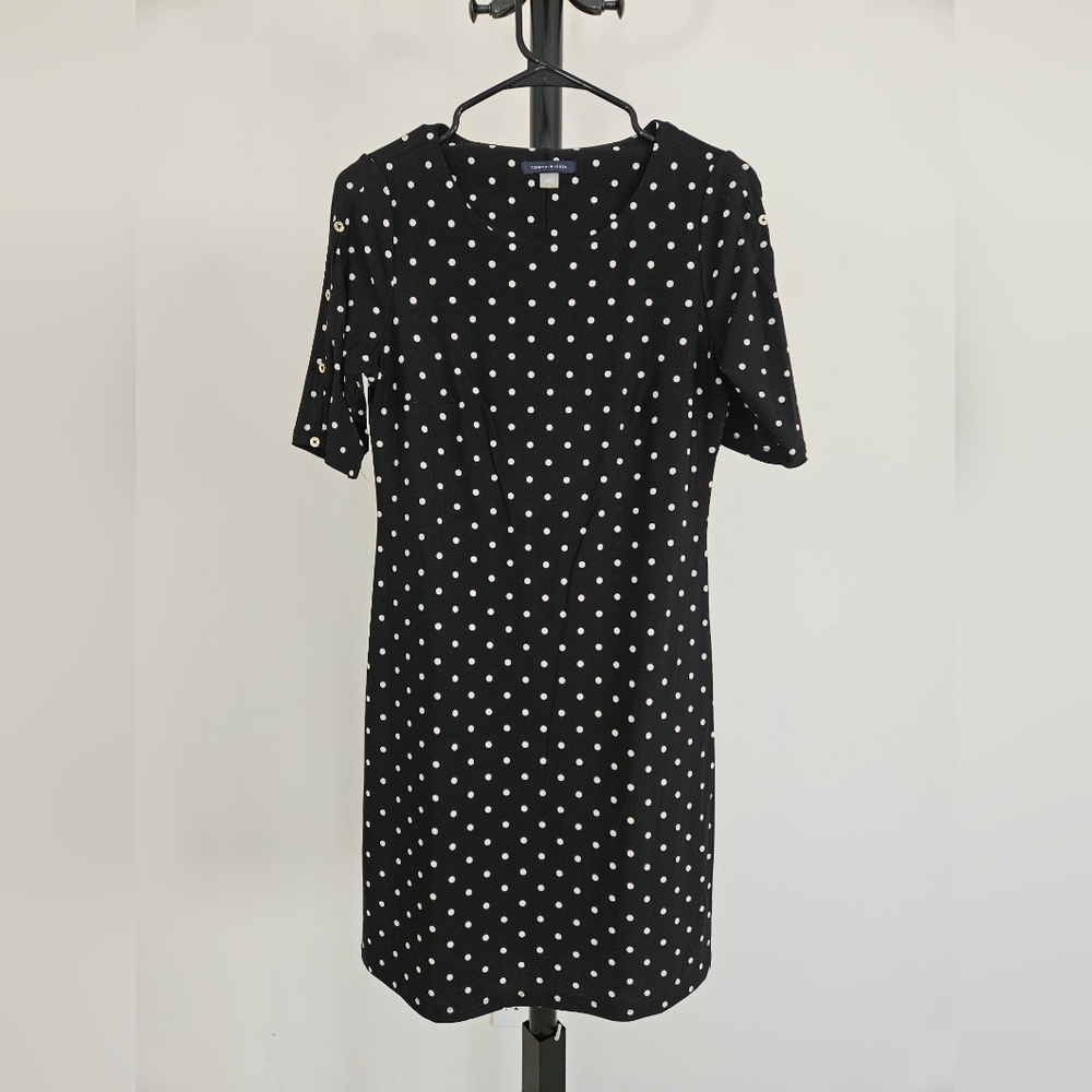 Tommy Hilfiger NWOT Elegant Black Polka Dot Dress Size 4
